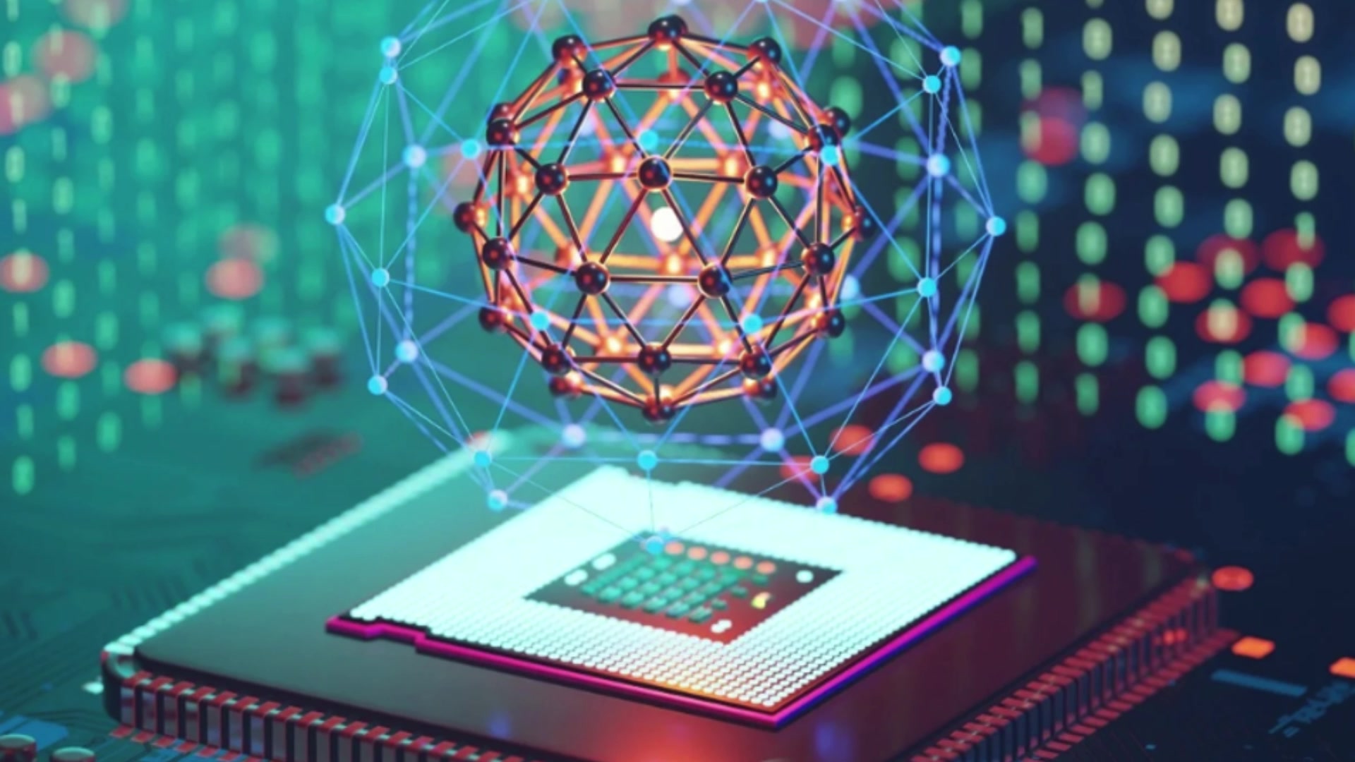Futuristic control room with data displays