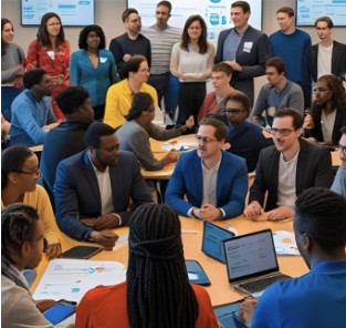 A global, cross-border team collaborating — GCC — Quantum World's vision of connecting India's talent to the world